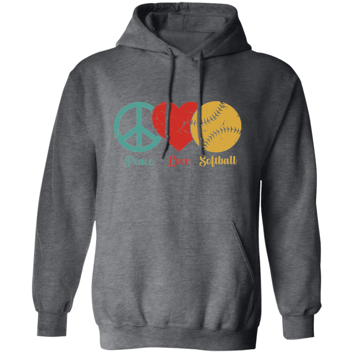 Peace, Love and Softball Pullover Hoodie