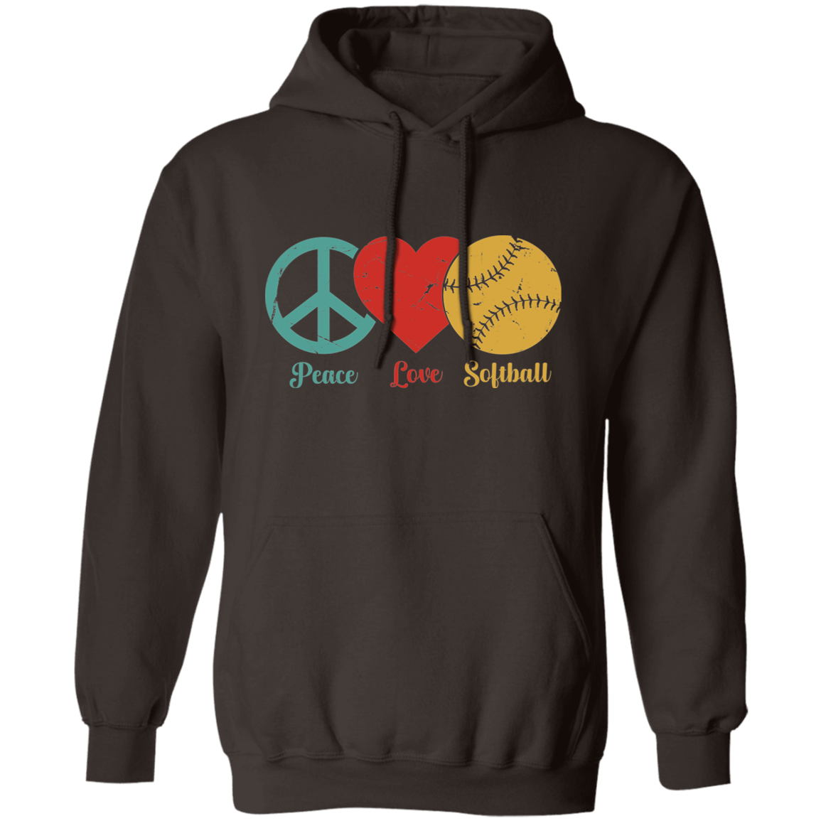 Peace, Love and Softball Pullover Hoodie
