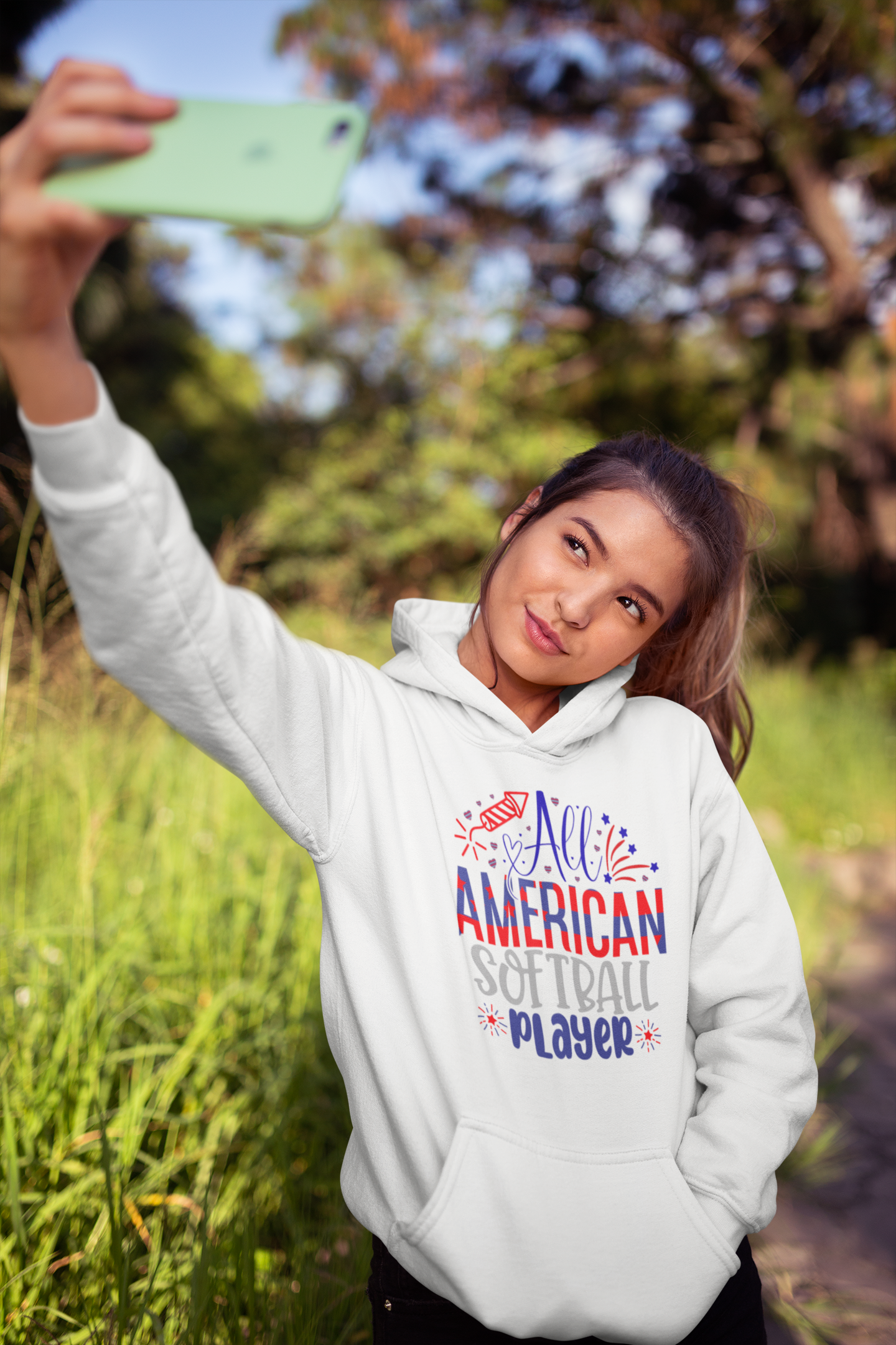 All American Softball Player Hoodie